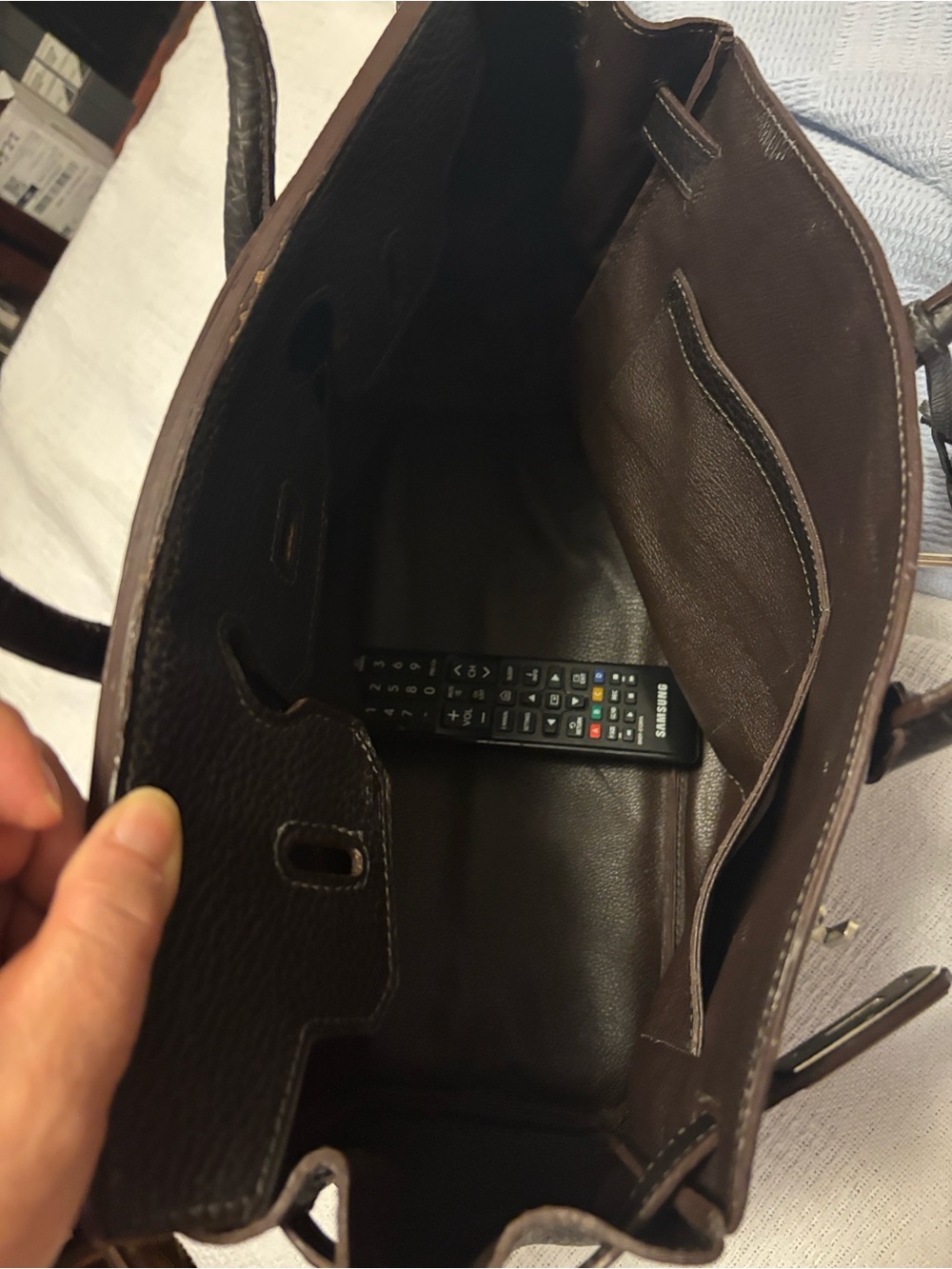Classic Italian dark brown Leather Top-Handle Tote Bag - Picture 8 of 10
